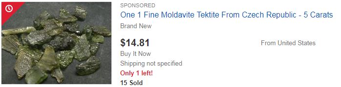 3. One 1 Fine Moldavite Tektite From Czech Republic - 5 Carats