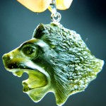 Leo (the Lion) - handmade carving - moldavite&silver