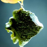 Leo (the Lion) - handmade carving - moldavite&silver