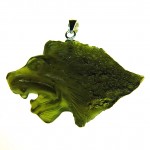 Leo (the Lion) - handmade carving - moldavite&silver