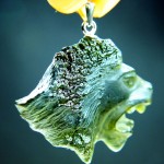 Leo (the Lion) - handmade carving - moldavite&silver