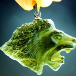 Leo (the Lion) - handmade carving - moldavite&silver