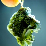 Leo (the Lion) - handmade carving - moldavite&silver