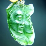 Gemini (the Twins) - pendant - carved moldavite